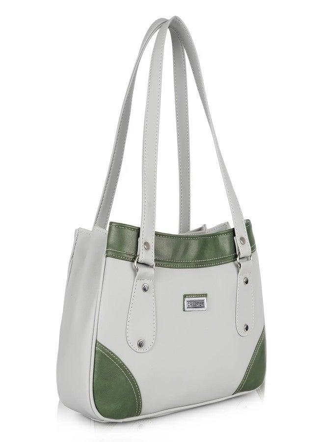 creeper Women’s Premium Faux Tote Handbag | Stylish Office & Casual Shoulder Bag with Multiple Compartments (Green) - Image 5